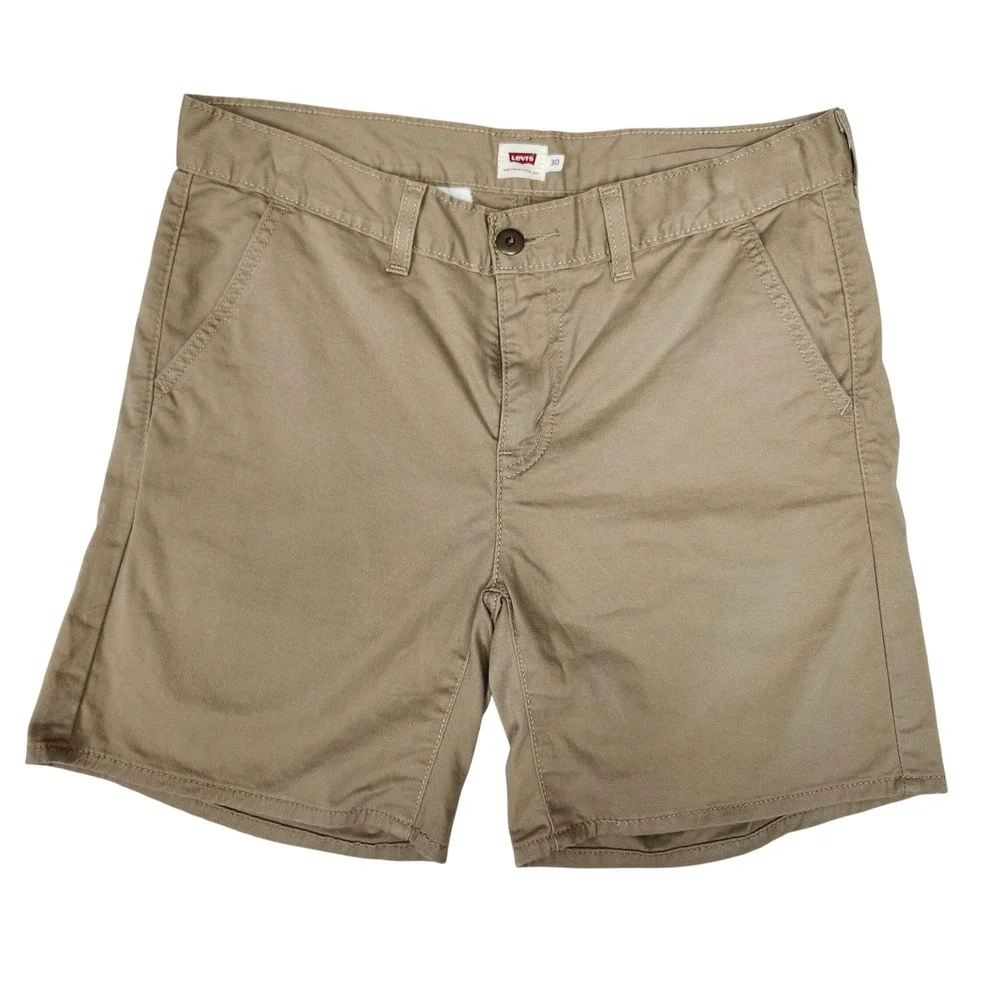 Levis Khaki Chino Shorts W30 In 7 Tan Twill Summer Casual Flat Front Earth Tone